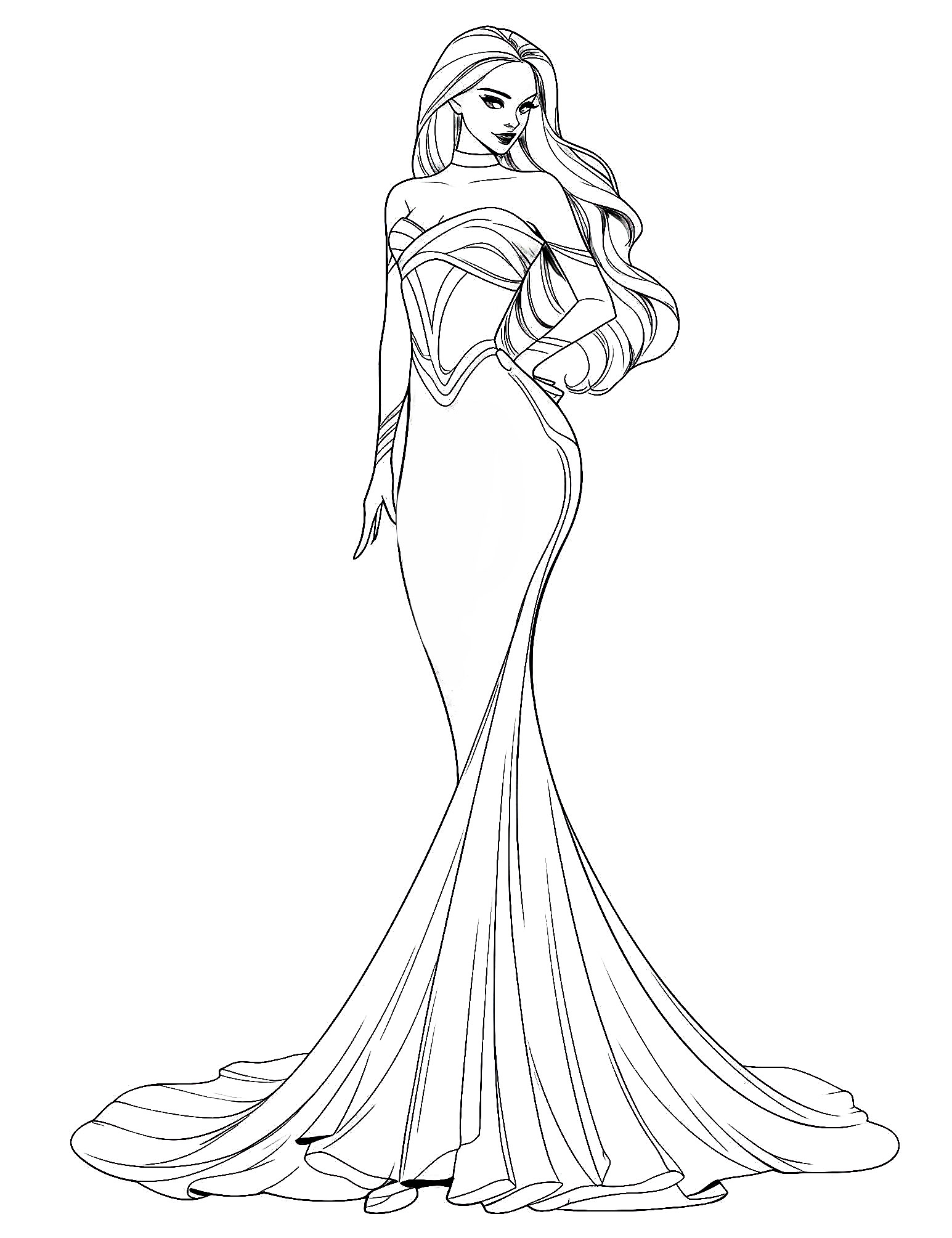 Stunning dress coloring pages for kids and adults