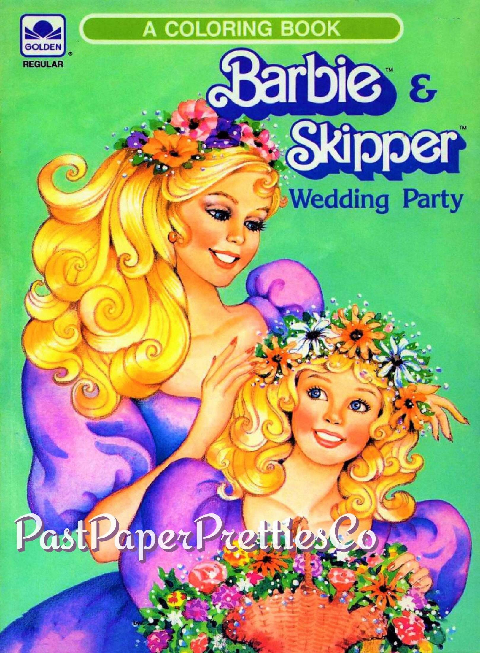 Vintage barbie skipper wedding party coloring book printable