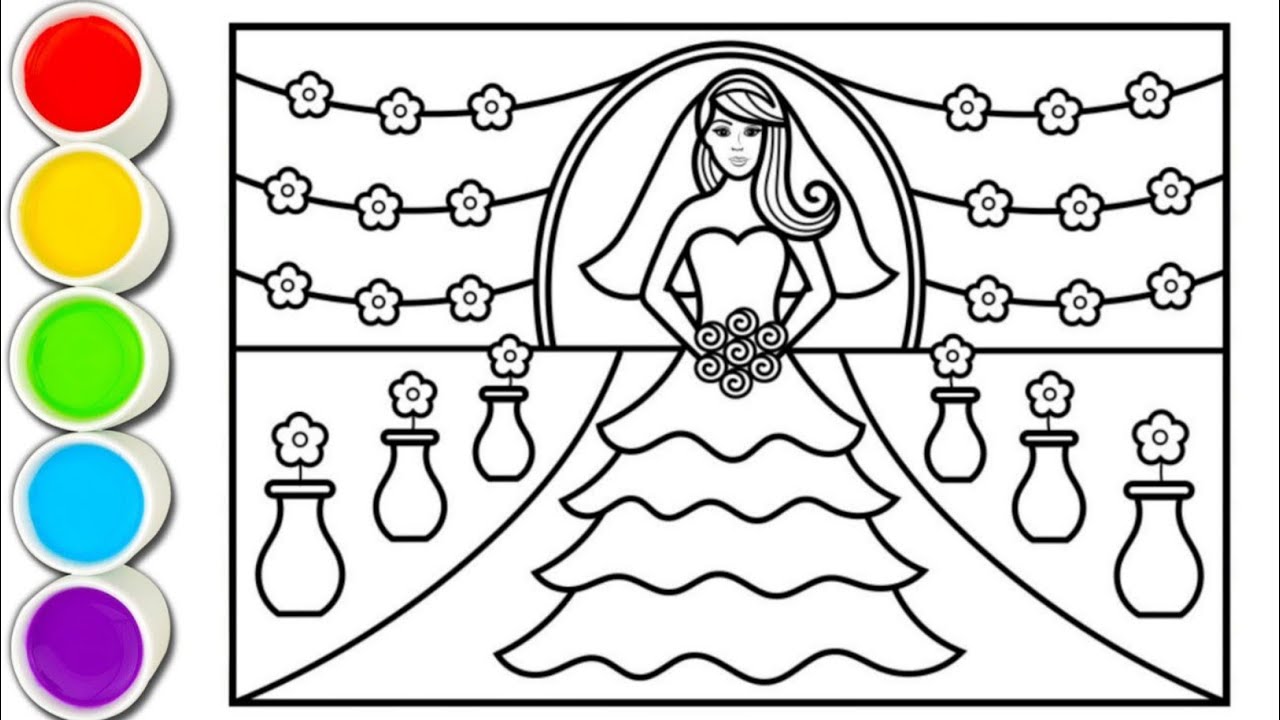 How to draw a wedding bride for kids wedding bride drawing wedding bride coloring pages