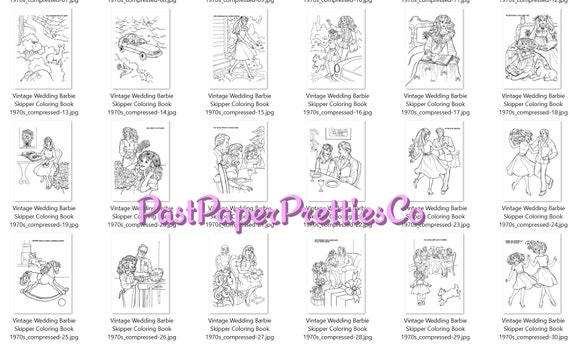 Vintage barbie skipper wedding party coloring book printable