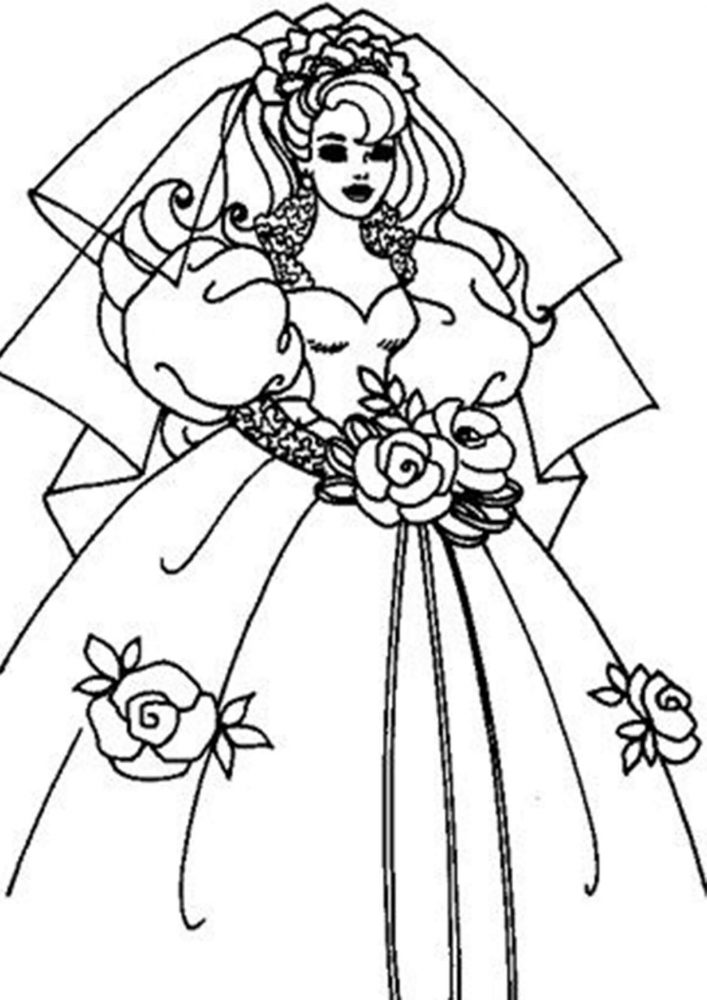 Free easy to print wedding coloring pages