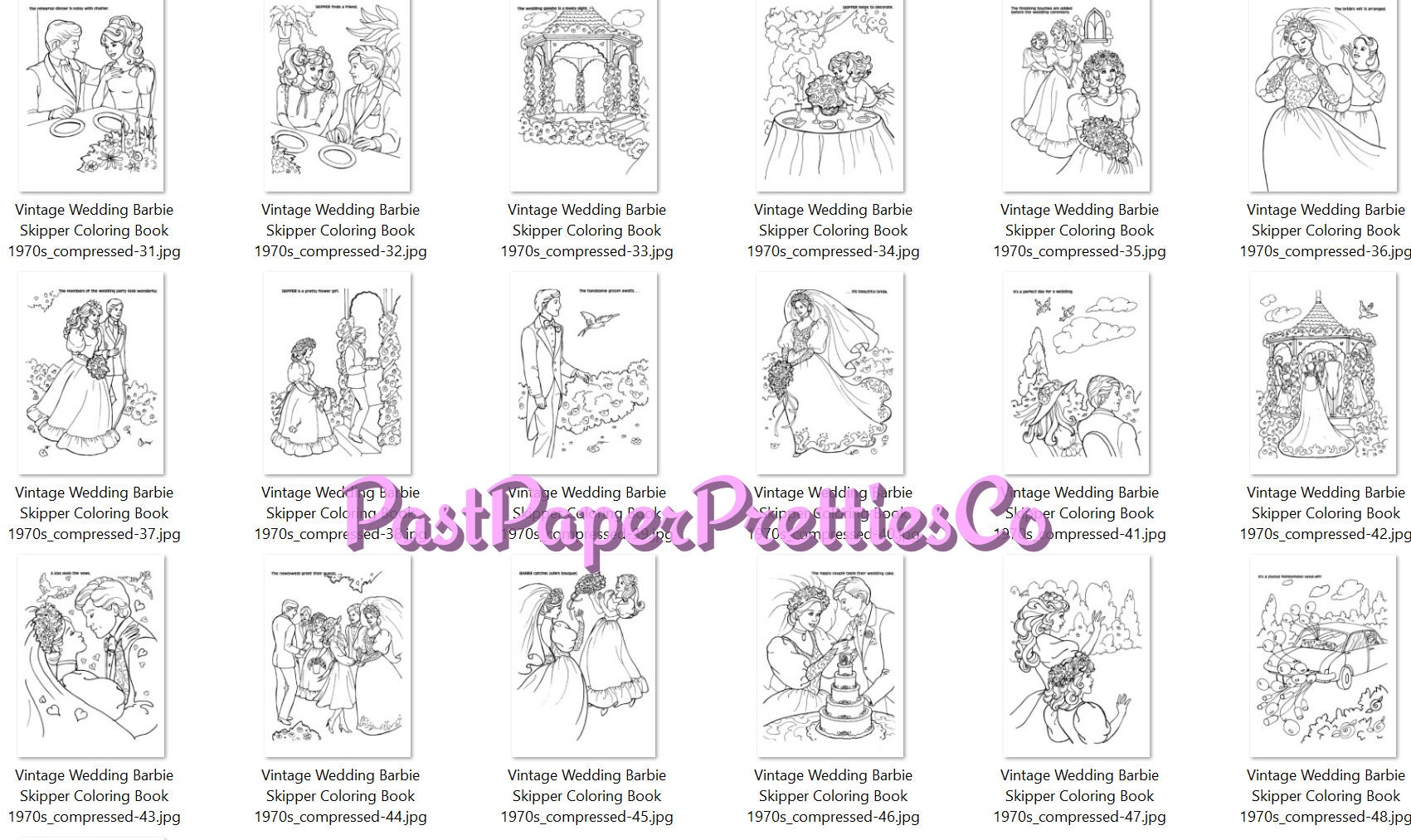 Vintage barbie skipper wedding party coloring book printable pdf instant digital download retro toy doll pages to color download now