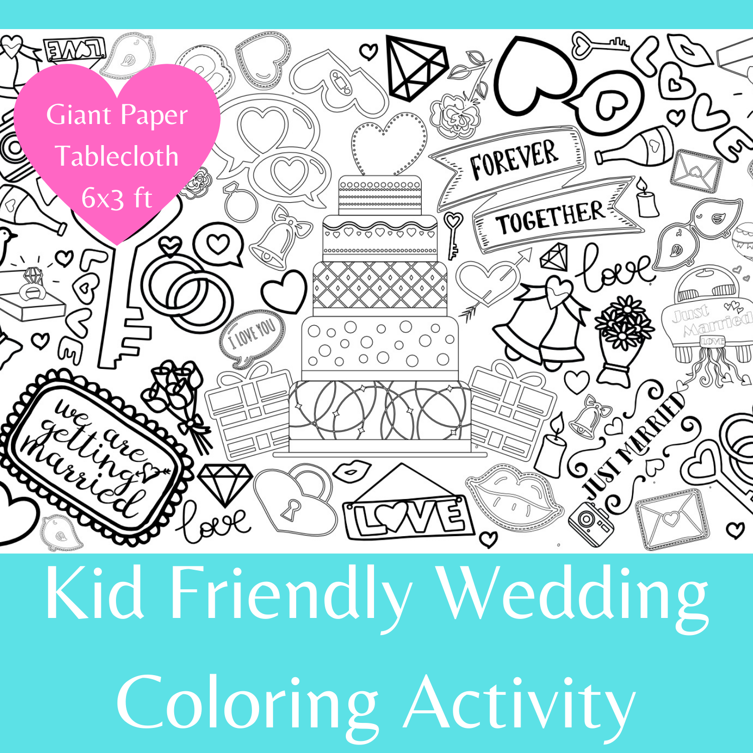 Wedding themed coloring table cover â creative crayons workshop