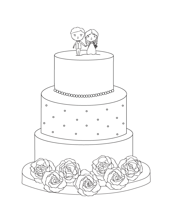Printable wedding cake coloring page