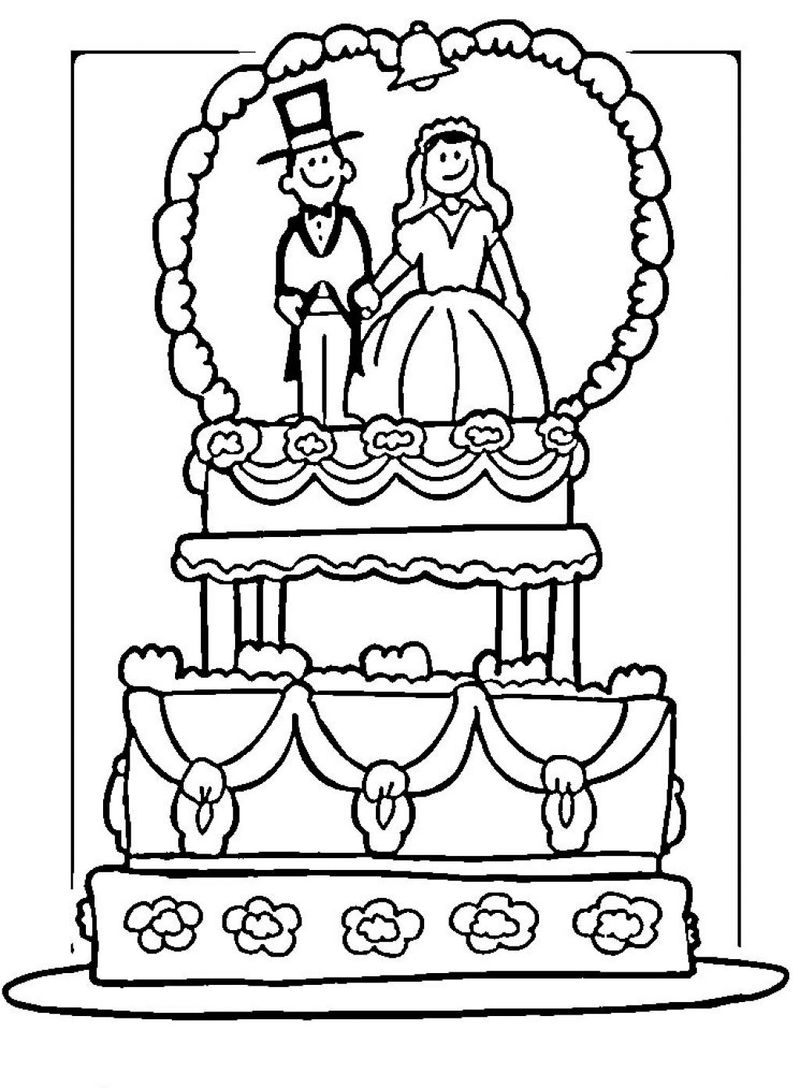 Coloring pages wedding cake coloring pages