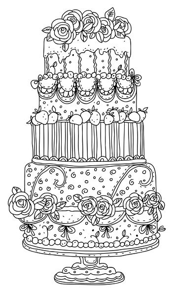 Coloring pages beautiful wedding cake to the garden of peaches adult