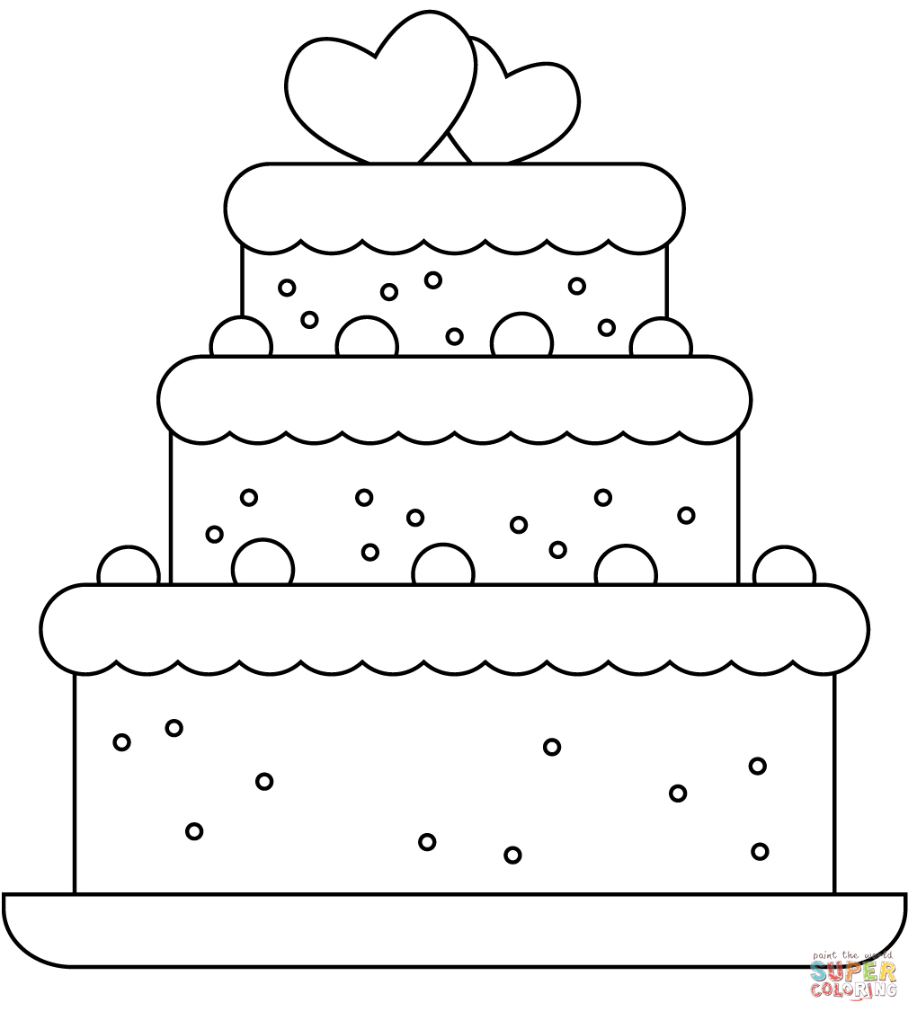 Wedding cake coloring page free printable coloring pages