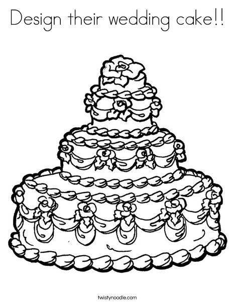 Design their wedding cake coloring page