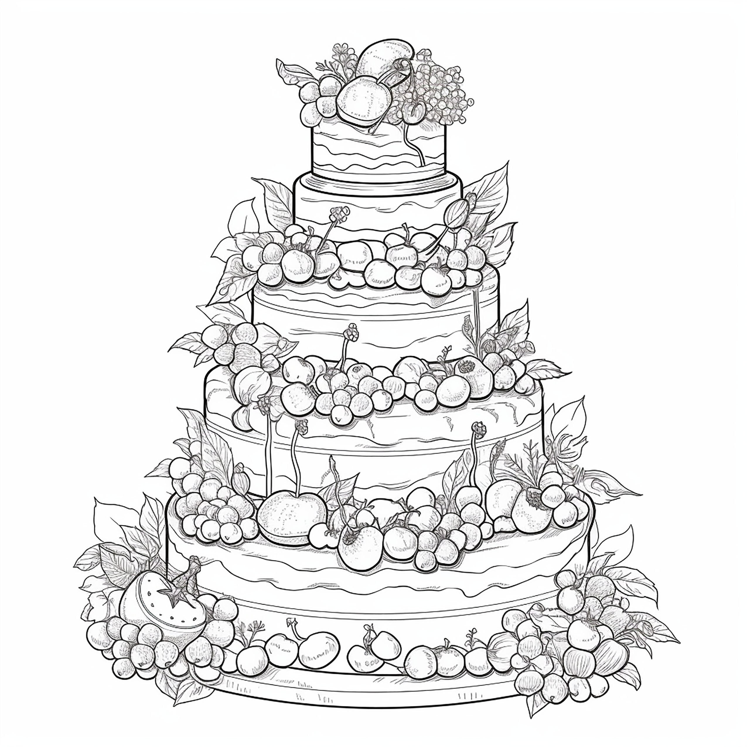 Coloring pages wedding cakes instant download