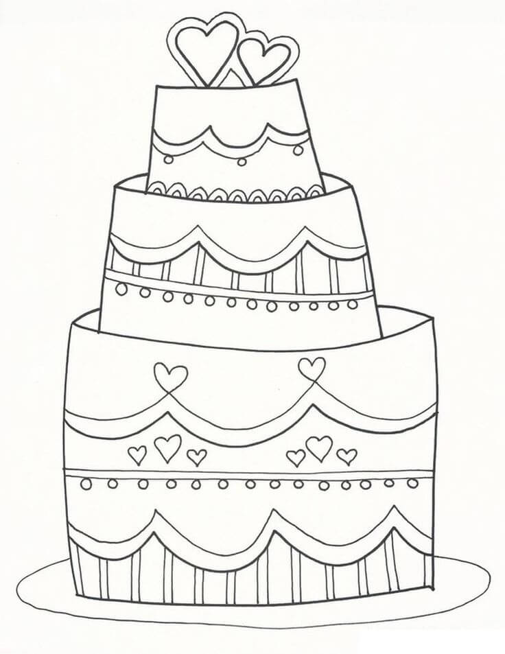 Wedding cake at the wedding coloring page
