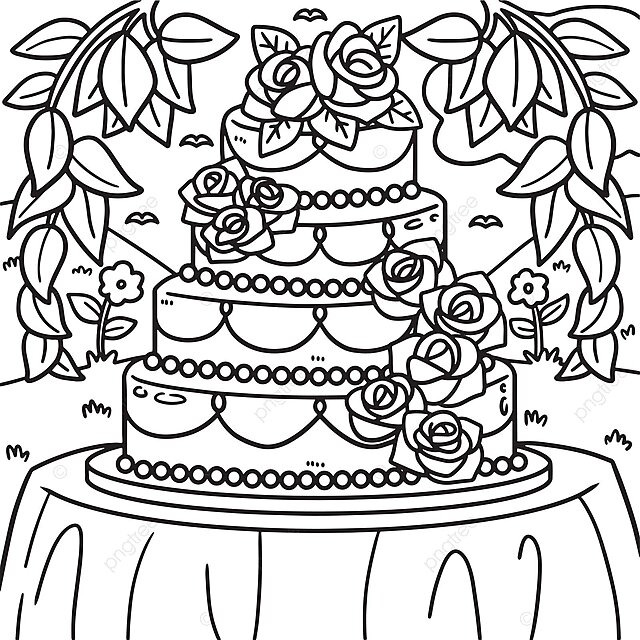 Wedding cake coloring page for kids vector color matrimony vector vector color matrimony png and vector with transparent background for free download