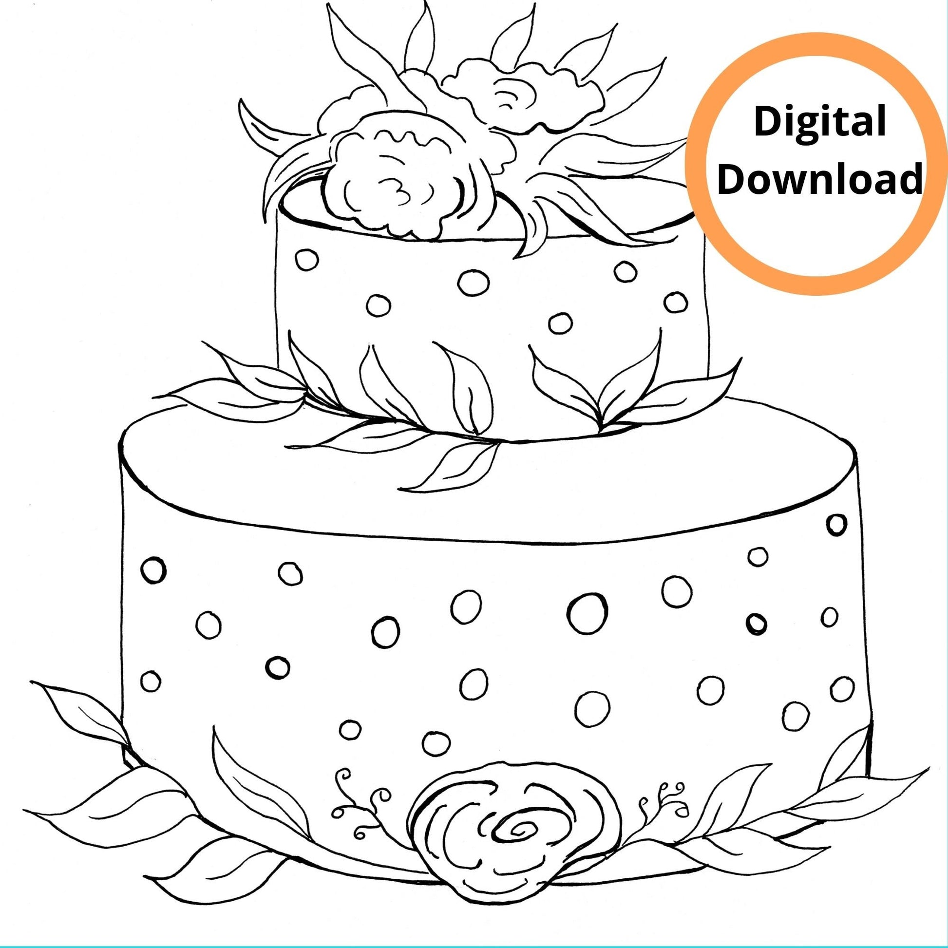 Floral wedding cake coloring page â art