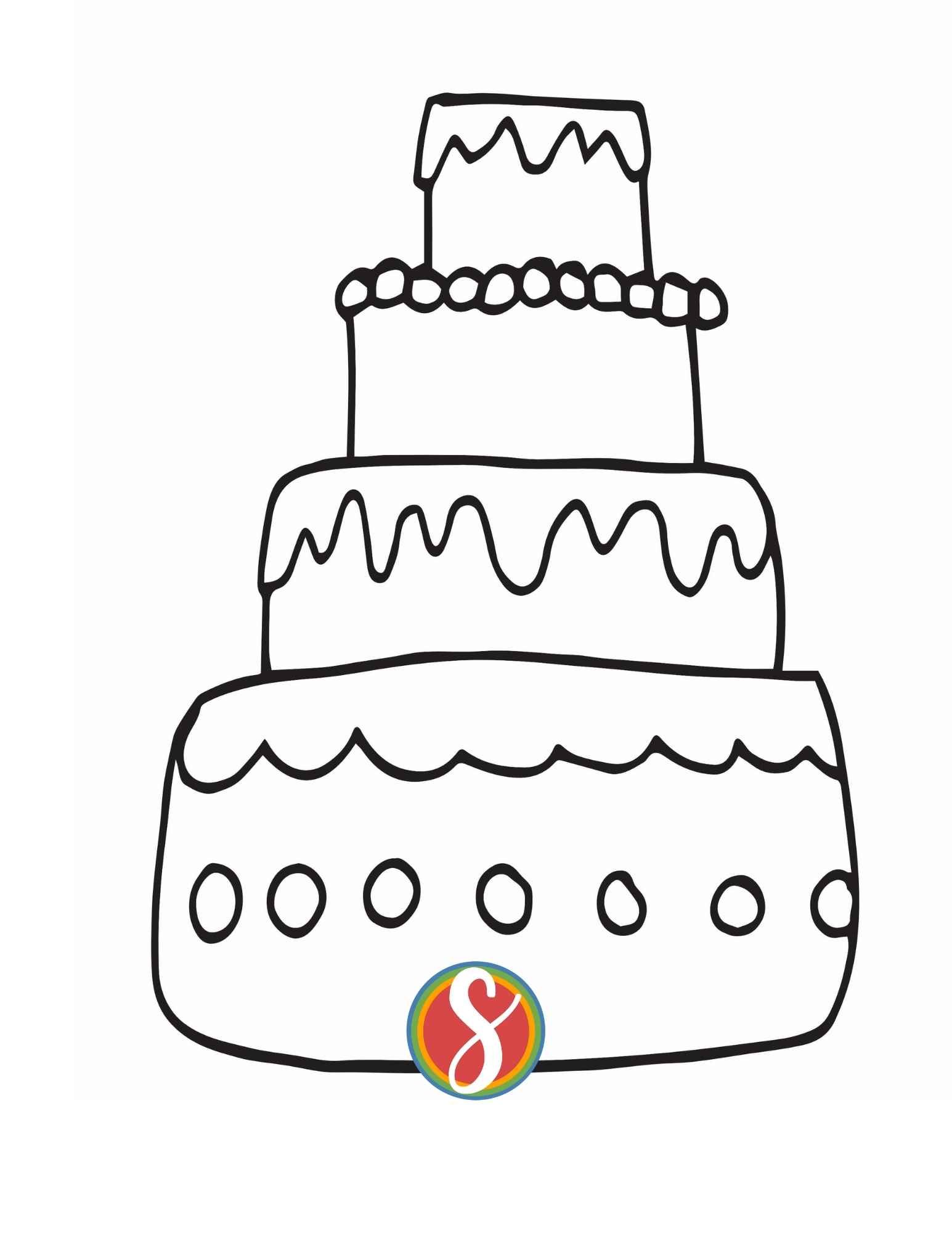 Free cake coloring pages â stevie doodles