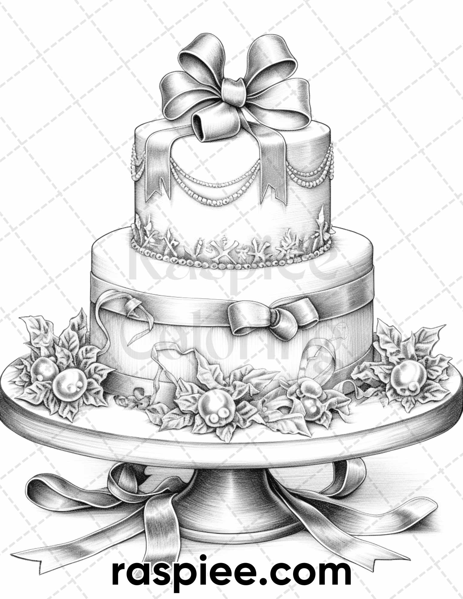 Christmas cakes grayscale coloring pages for adults printable pdf â coloring