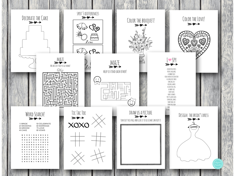 Wedding kids activity book and coloring wedding kids table activities