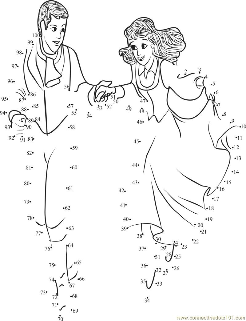 Cinderella lover dot to dot printable worksheet