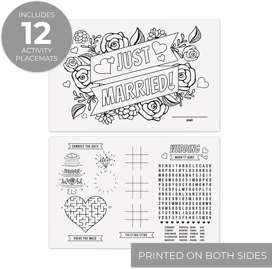 Wedding themed coloring activity placemats wedding coloring sheets x kids drawing paperdisposable placemats home kitchen