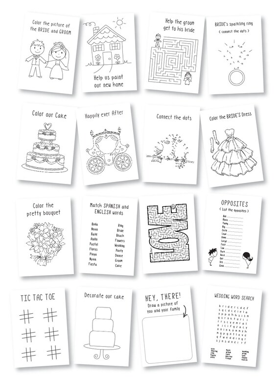 Personalized wedding coloring book kids wedding activities wedding favor wedding reception kids wedding table set of