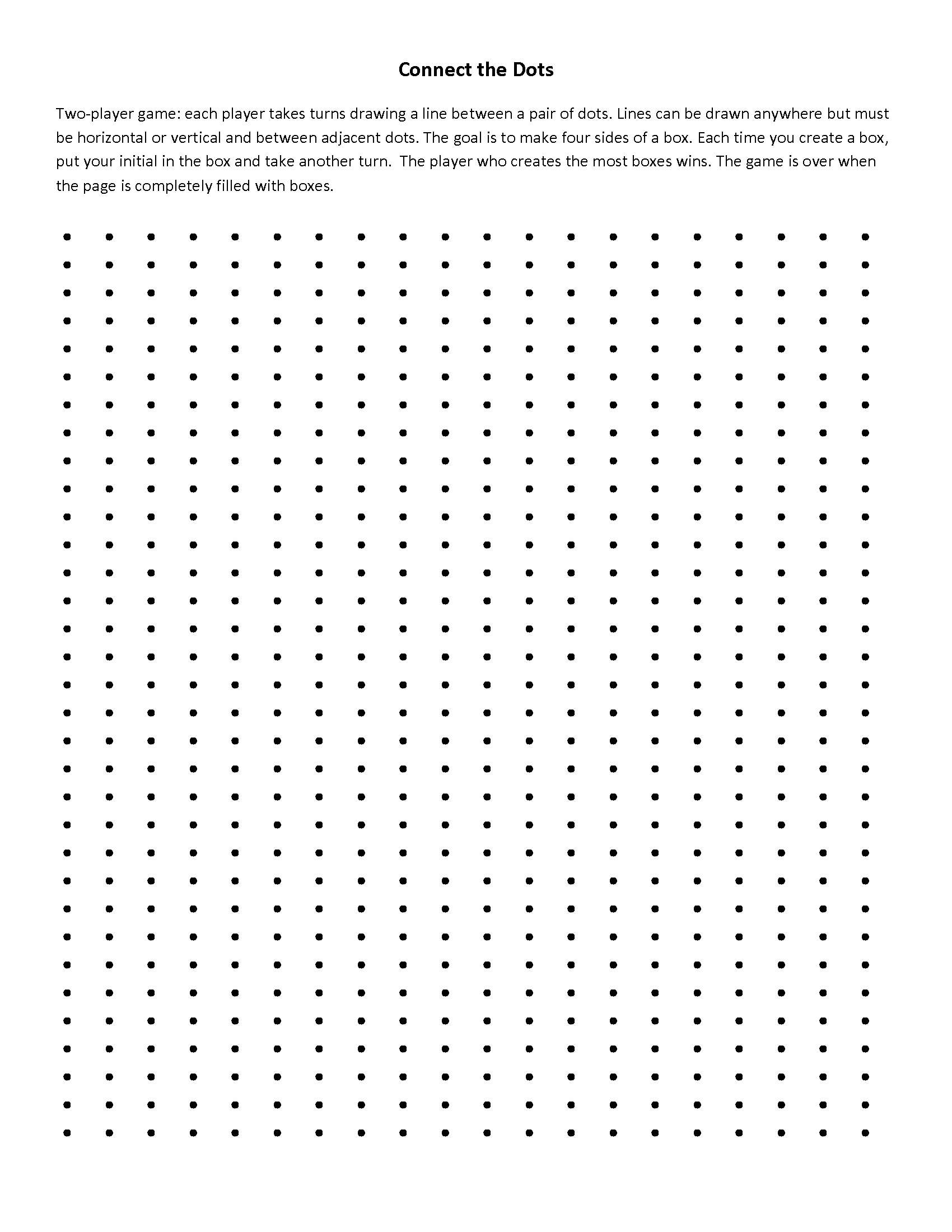 Printable board games