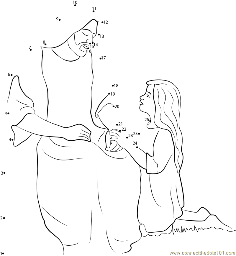 Jesus christ cares dot to dot printable worksheet