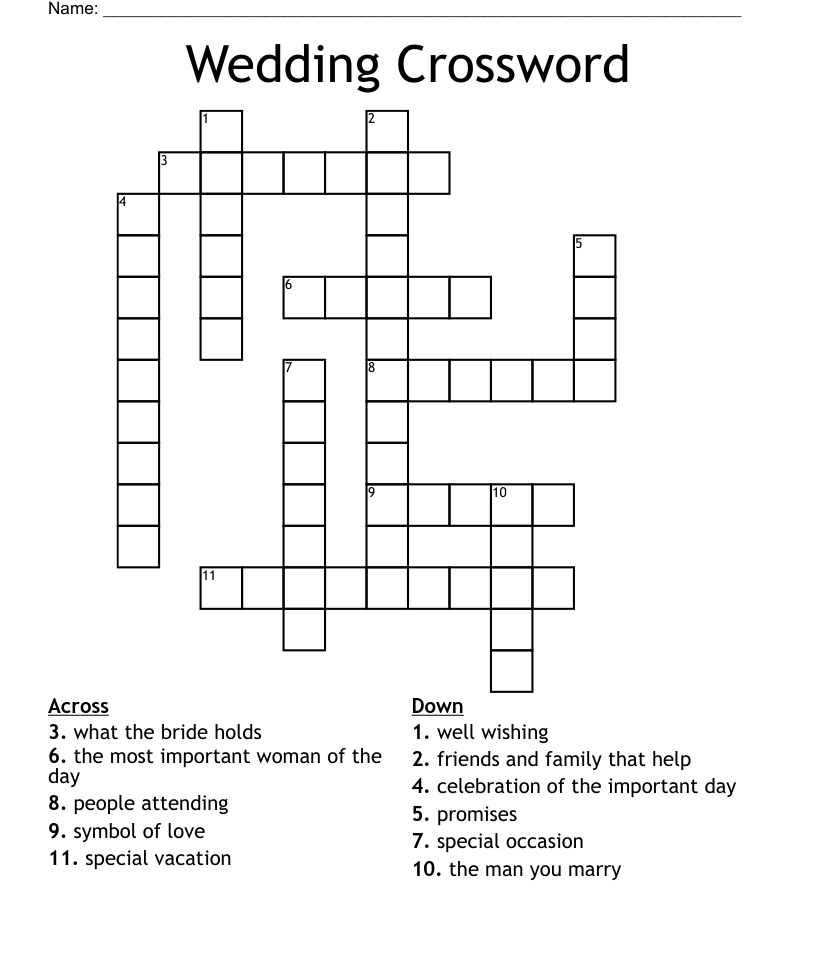 Wedding crossword