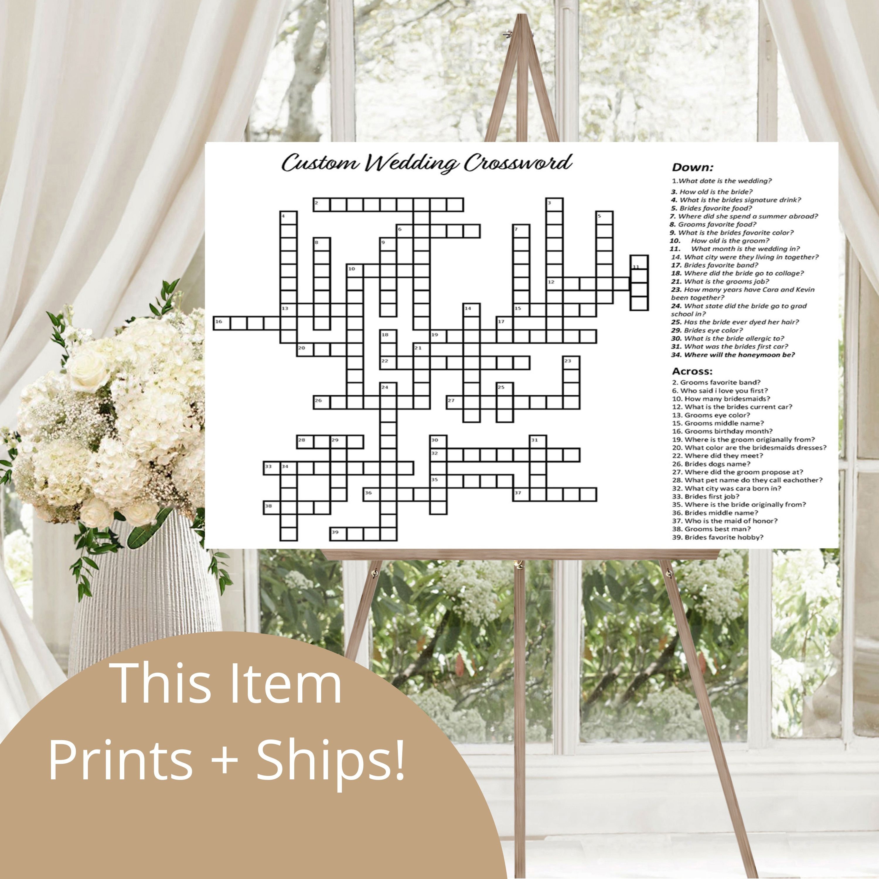 Giant custom crossword puzzle crossword puzzle wedding activity lawn games wedding crossword puzzle baby shower crossword games