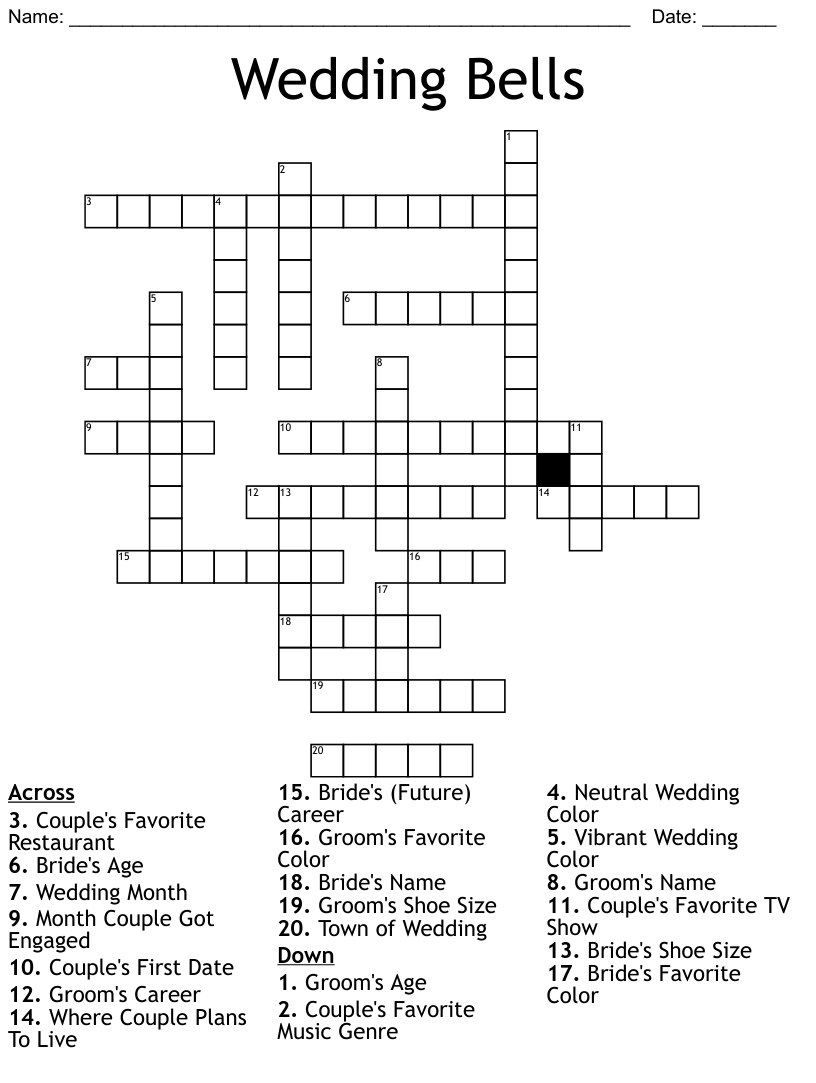 Wedding bells crossword