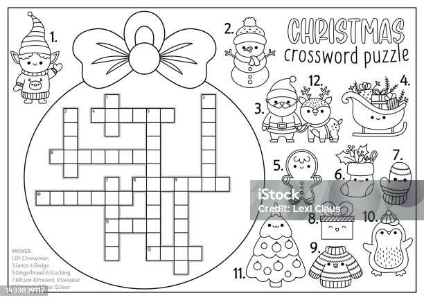 Vector black and white wedding crossword puzzle for kids simple line marriage ceremony quiz or coloring page matrimony activity with bride and groom family holiday cross word stock illustration