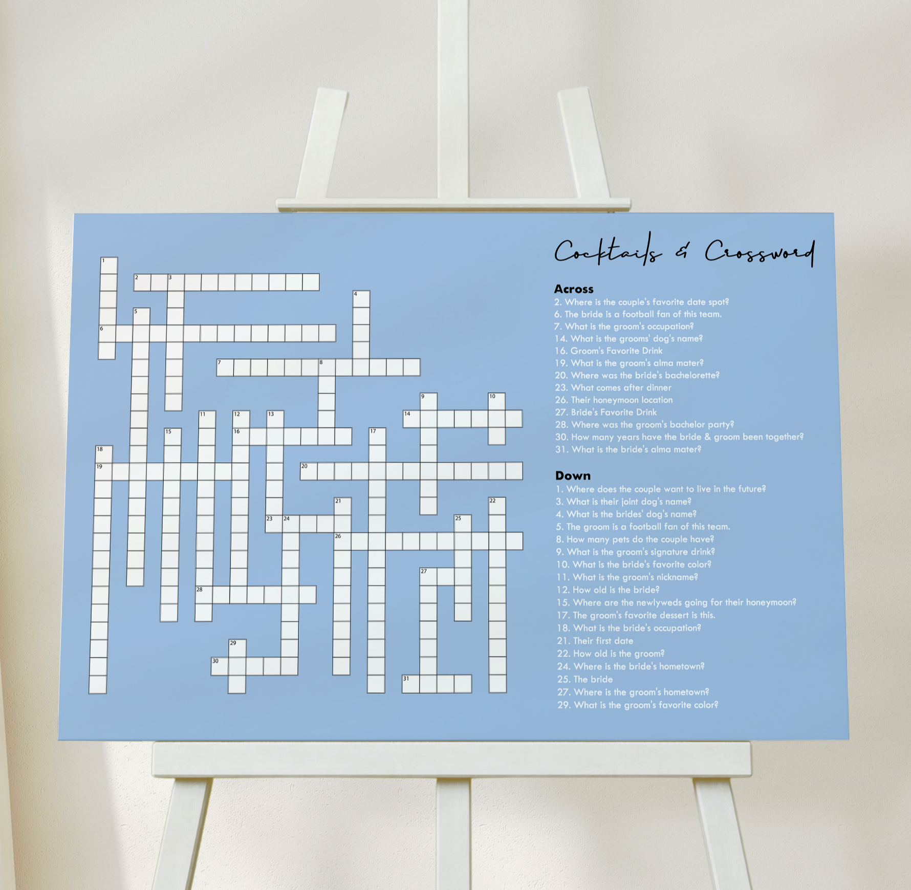 Personalized crossword puzzle downloadable print â our day of