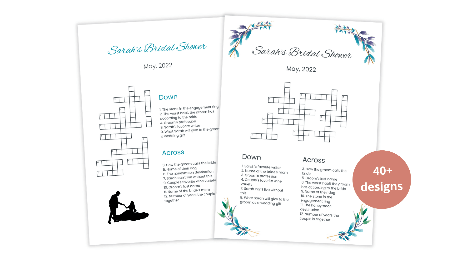 Clues and questions ideas for a bridal shower crossword puzzle