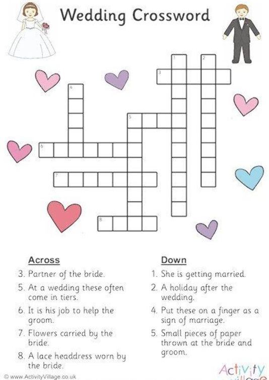 Wedding crossword kids wedding activities wedding with kids wedding crossword puzzle