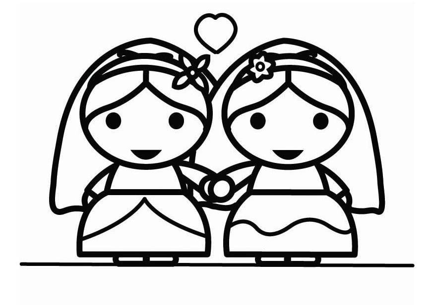 Coloring page gay marriage between women