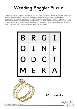 Wedding picture crossword