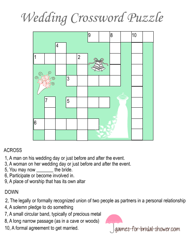 Free printable wedding crossword puzzle