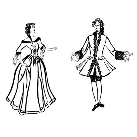 Colorful black and white pattern for coloring illustration of a girl and a guy dancing an old dance minuet coloring pages for children and adults vector image wedding decoration circuit ù ùùø øªøµù ùù ù