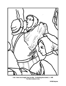 Bruegel the wedding dance detail coloring page tpt
