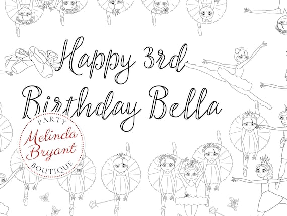 Ballerina birthday decor coloring page table runner dance themed decorations wedding kids craft childrens party games activities tutu
