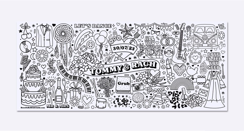 Wedding colouring banner â born to be wild child