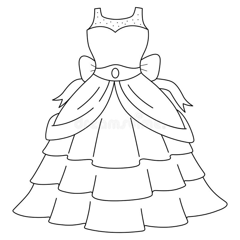 Wedding gown isolated coloring page for kids stock vector
