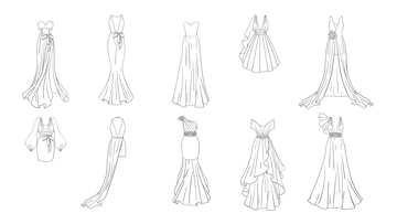 Premium vector coloring page modern and classic dresses
