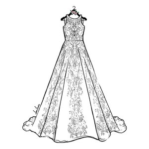 Custom wedding dress drawing wedding illustrations portraits â sam louise