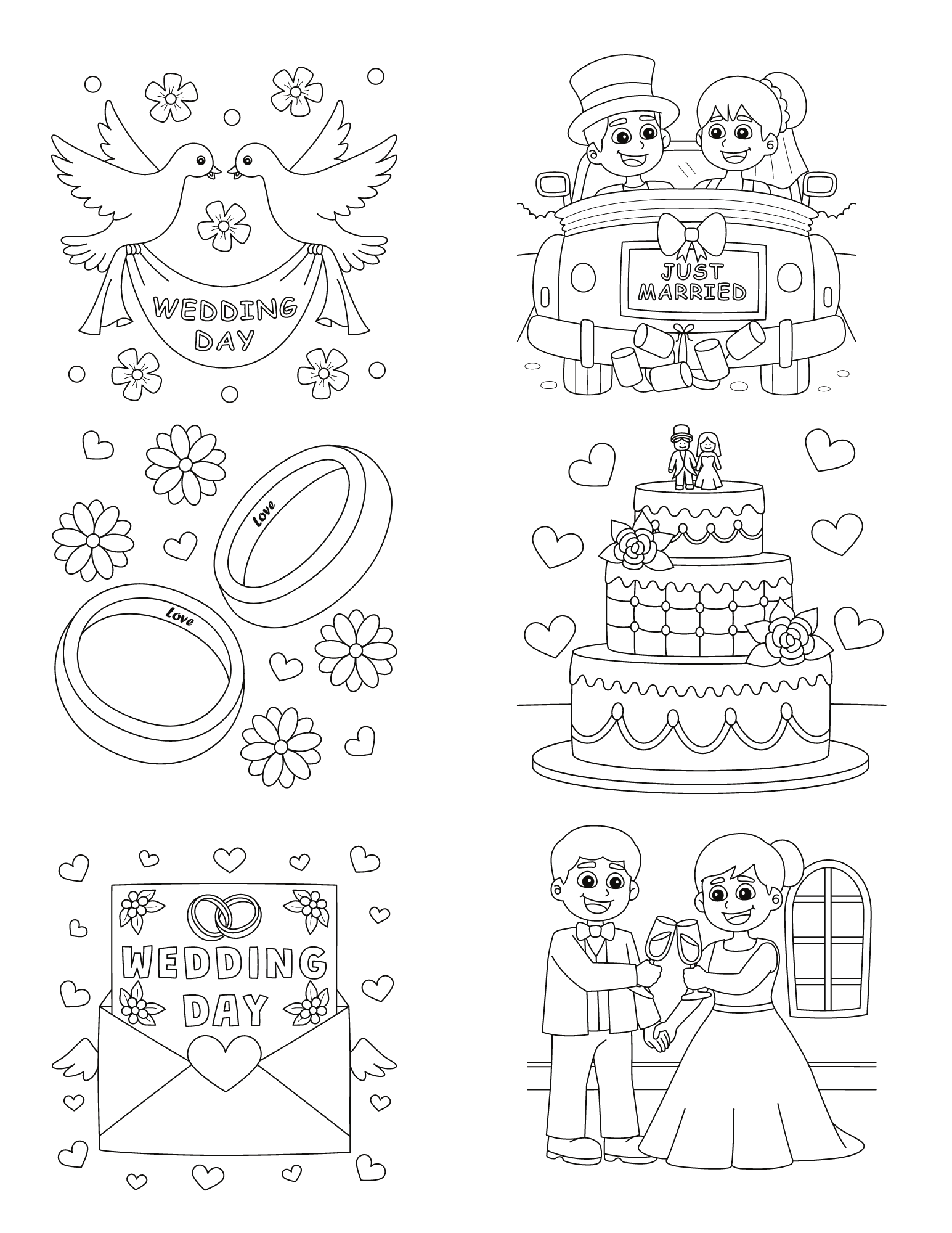 Free printable wedding coloring pages for kids and adults