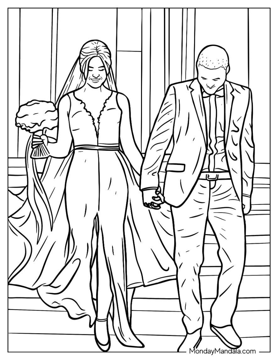 Wedding coloring pages free pdf printables