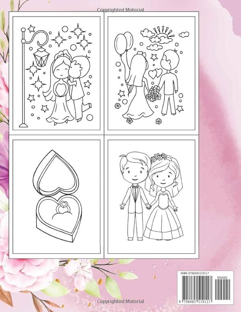 Wedding coloring book marriage coloring book cute gift for girls and boys bride and groom coloring bookwedding coloring for kids x page r adames marlke books