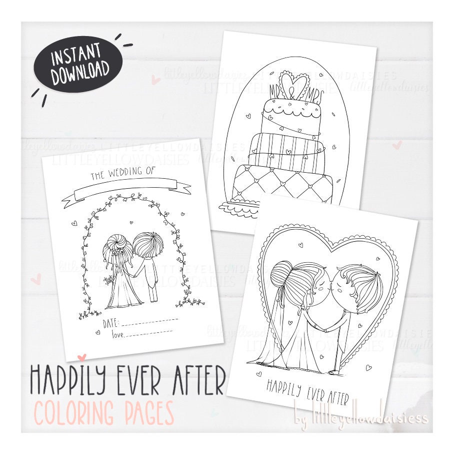 Wedding coloring pages bride and groom kids coloring book wedding party activities for kids crafts gift for newlyweds printable pdf download now