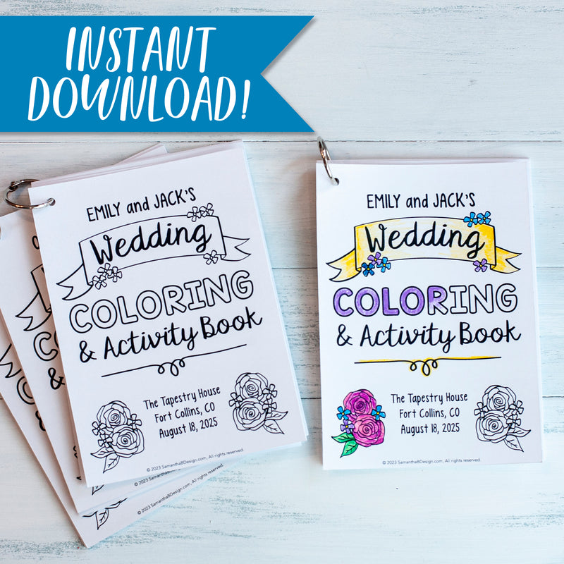 Wedding coloring book wedding reception activity keepsake book or wed â samantha b design