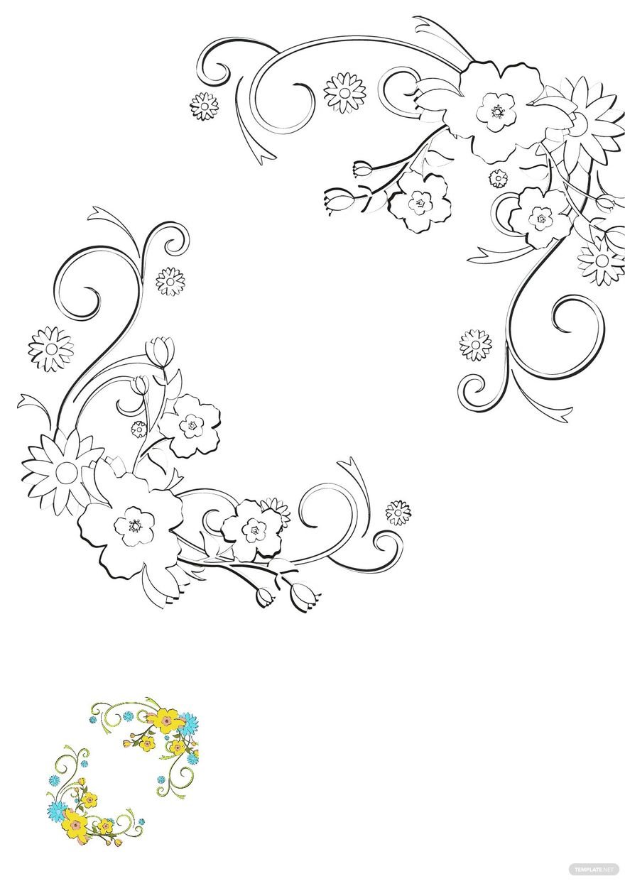 Free wedding floral coloring page