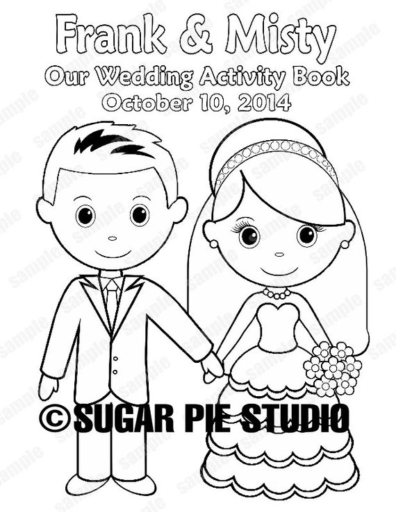 Printable personalized wedding coloring activity book favor kids x pdf or jpeg template