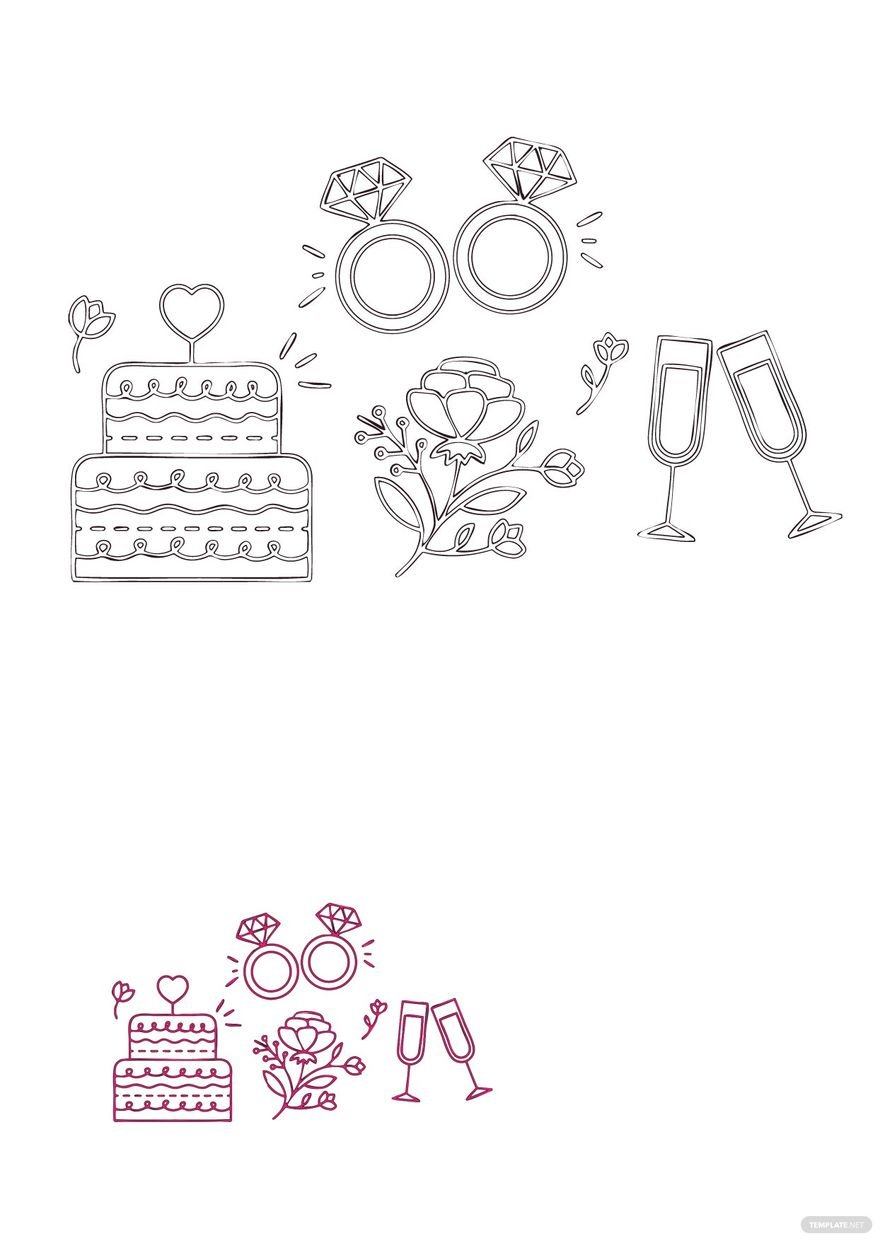 Free wedding doodle coloring page