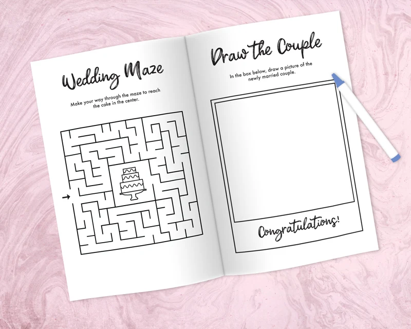 Free printable wedding activity and coloring book for kids